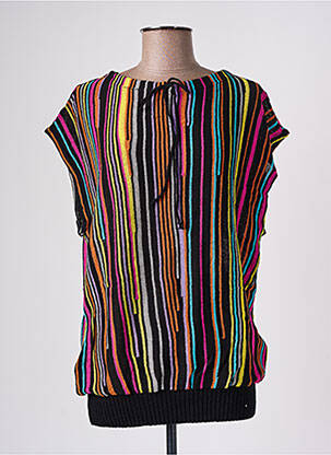 Pull finition bords-côtes sans manche noir FLORESSE femme