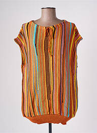 Pull finition bords-côtes sans manche orange FLORESSE femme