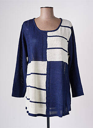 Pull finition bords-côtes manches longues bleu PURPLEROSE femme