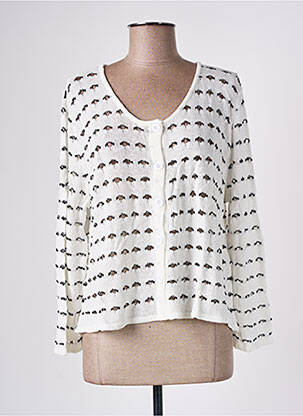 Gilet manches longues finition bords-côtes beige PURPLEROSE femme