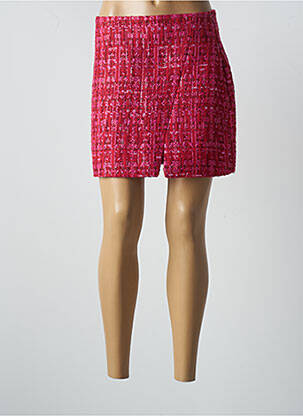Jupe courte tissage tweed rose ATTENTIF femme