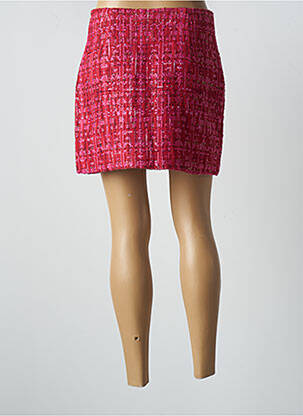 Jupe courte tissage tweed rose ATTENTIF femme