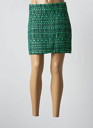 Jupe courte tissage tweed vert ATTENTIF femme