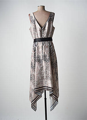 Robe mi-longue fermeture zippée au dos fines bretelles beige FRANK LYMAN femme