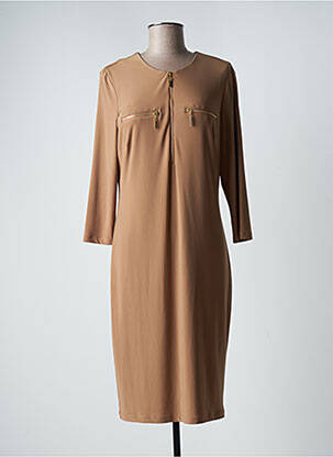 Robe mi-longue manches longues manches longues beige FRANK LYMAN femme