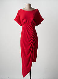 Robe mi-longue manches courtes manches courtes rouge FRANK LYMAN femme