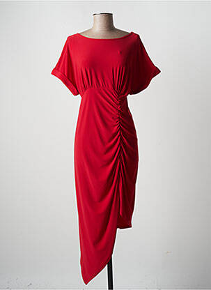 Robe mi-longue manches courtes manches courtes rouge FRANK LYMAN femme