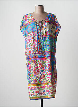 Robe mi-longue imprimé fantaisie manches courtes bleu EMA BLUE'S femme