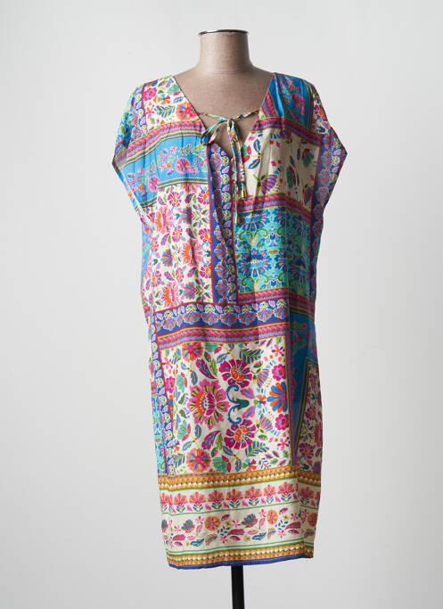Robe mi-longue imprimé fantaisie manches courtes bleu EMA BLUE'S femme
