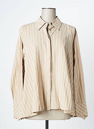Chemisier tissage popeline manches longues beige HANA SAN femme