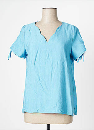 T-shirt coupe droite manches courtes bleu HALOGENE femme