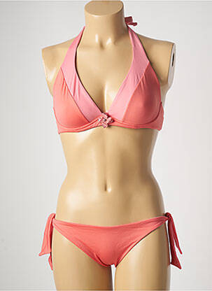 Maillot de bain 2 pièces stretch haut triangles rose GENIUS femme