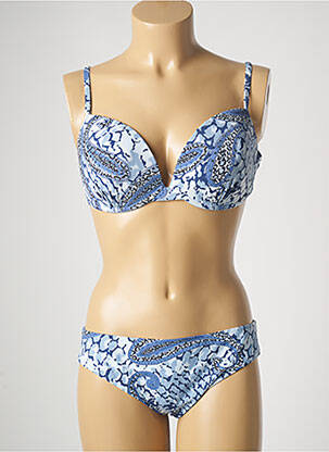 Maillot de bain 2 pièces stretch haut soutien-gorge balconnet bleu GENIUS femme