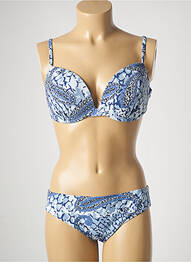 Maillot de bain 2 pièces stretch haut soutien-gorge balconnet bleu GENIUS femme