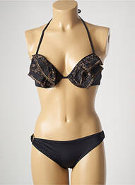 Maillot de bain 2 pièces fermeture liens à nouer haut soutien-gorge balconnet noir DISTRICT femme