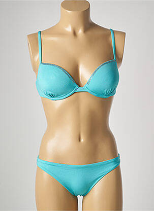 Maillot de bain 2 pièces avec armature haut soutien-gorge push-up bleu GENIUS femme