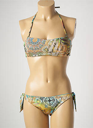 Maillot de bain 2 pièces stretch haut bandeau bleu GENIUS femme