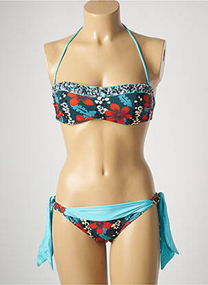 Maillot de bain 2 pièces stretch haut soutien-gorge balconnet bleu DISTRICT femme