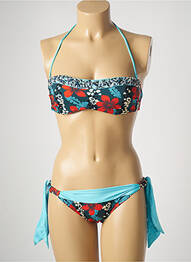 Maillot de bain 2 pièces stretch haut soutien-gorge balconnet bleu DISTRICT femme
