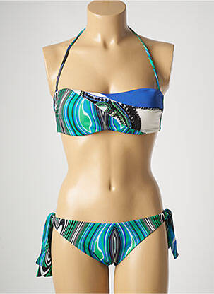 Maillot de bain 2 pièces stretch bleu DISTRICT femme