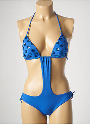 Maillot de bain 1 pièce stretch haut triangles bleu GENIUS femme