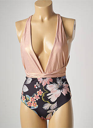 Maillot de bain 1 pièce stretch haut triangles rose GENIUS femme