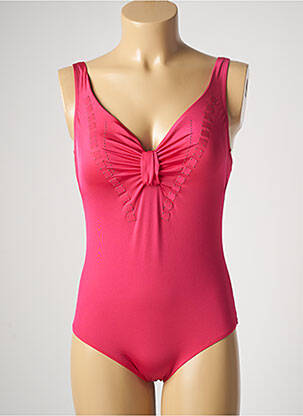 Maillot de bain 1 pièce bretelles élastiquées ajustables haut soutien-gorge moulé rose KEDUA femme