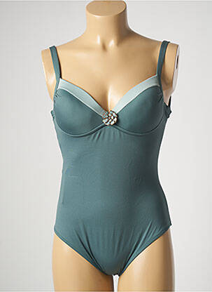 Maillot de bain 1 pièce stretch haut soutien-gorge moulé vert GENIUS femme