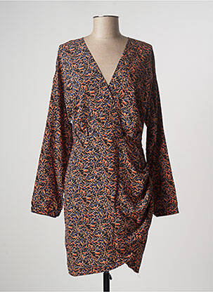 Robe mi-longue imprimé fantaisie manches longues beige CHARLIOR femme
