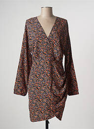 Robe mi-longue imprimé fantaisie manches longues beige CHARLIOR femme