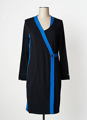 Robe mi-longue manches longues manches longues noir MALOKA femme
