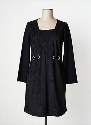 Robe courte manches longues manches longues noir MALOKA femme