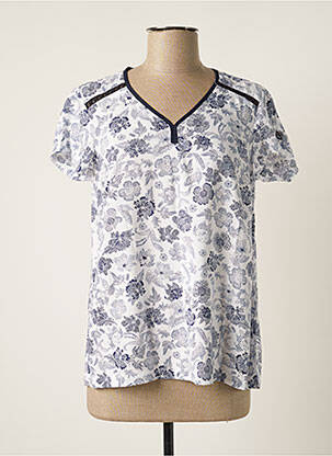 Blouse imprimé fleurs manches courtes blanc ELLE EST OU LA MER femme