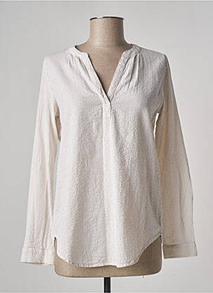 Blouse poignets boutonnés avec fente manches longues beige ESPRIT femme