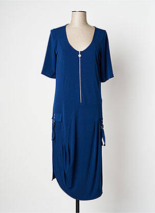 Robe mi-longue manches courtes manches courtes bleu ALAIN MURATI femme