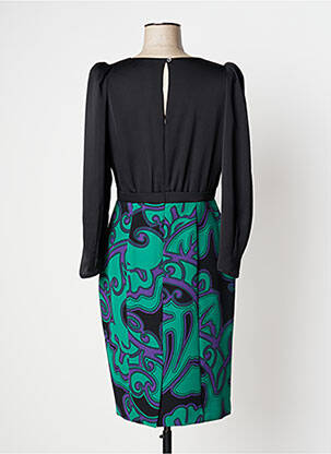 Robe mi-longue imprimé fantaisie manches longues noir EDAS femme