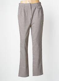 Pantalon droit fermeture zippée sous rabat avec crochet taille normale marron DEELUXE femme