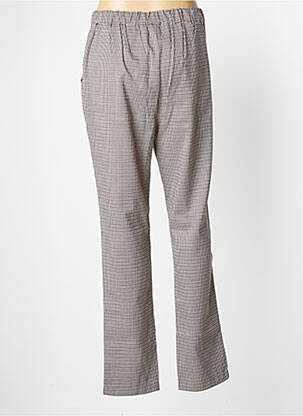 Pantalon droit fermeture zippée sous rabat avec crochet taille normale marron DEELUXE femme