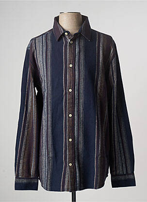 Chemise manches longues imprimé rayures bleu KNOWLEDGE COTTON APPAREL homme