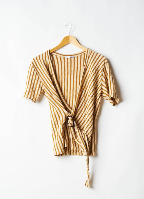 Top tissage jersey manches courtes beige ZARA TRAFALUC femme