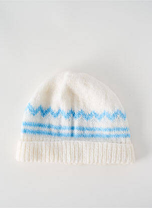 Bonnet finition bords-côtes bleu SANS MARQUE enfant