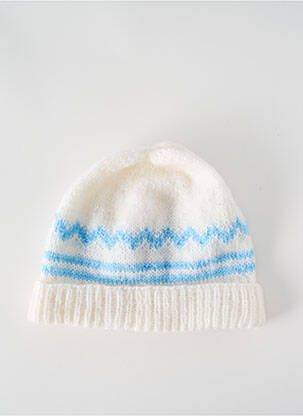 Bonnet finition bords-côtes bleu SANS MARQUE enfant