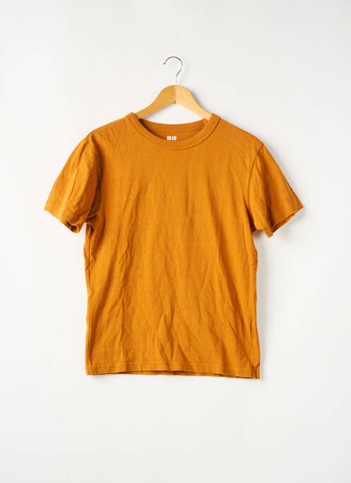 T-shirt stretch manches courtes jaune UNIQLO homme