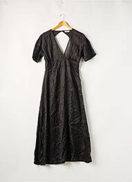Robe longue coupe évasée manches courtes noir BIZANCE femme