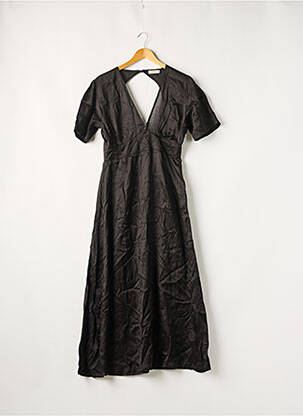 Robe longue manches courtes manches courtes noir BIZANCE femme