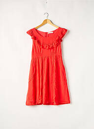 Robe mi-longue tissage crêpe manches courtes rouge SEE U SOON femme