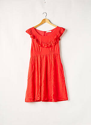 Robe mi-longue coupe évasée manches courtes rouge SEE U SOON femme