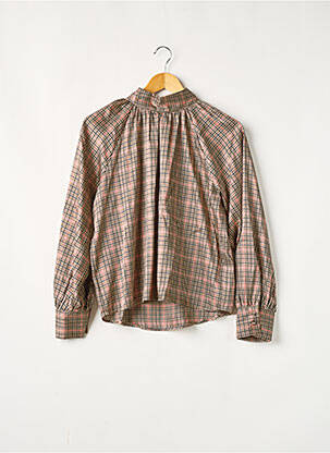 Blouse poignets boutonnés avec fente manches longues beige WILD femme