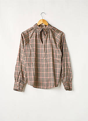 Blouse poignets boutonnés avec fente manches longues beige WILD femme