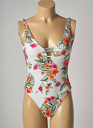 Maillot de bain 1 pièce effet matière satinée haut soutien-gorge avec mousse de rembourrage amovible beige BANANA MOON femme